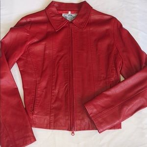 Authentic Italian Vera Pelle Leather Red Jacket Sm